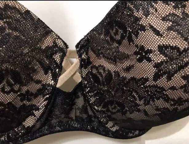 Illusion Padded Underwire Black Bra Size 36DD