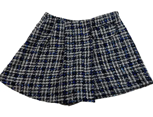 Charlotte Ronson New York Tweed Shorts Skirt Blue White Black Womens Medium