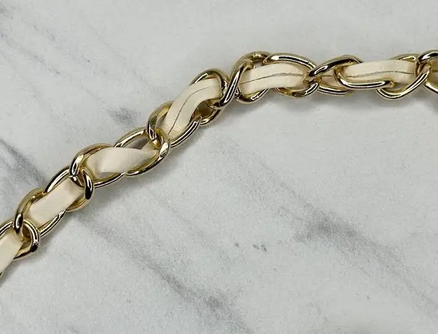 Faux Leather Woven Gold Tone Chain Link Purse Replacement Strap ✨