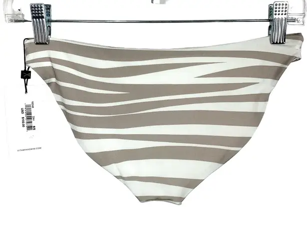 Vitamin A Womens Zuri Bikini Bottom Swimsuit Animal Print Stripe Tan Size Small