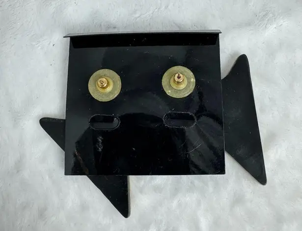 Herbert Thomas Vintage Handcrafted Art Deco Patchwork Stone Statement Earrings Gray