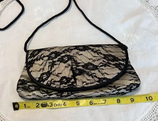 Clutch Purse with black lace overlay Prom Formal Dance Wedding HoCo Vintage