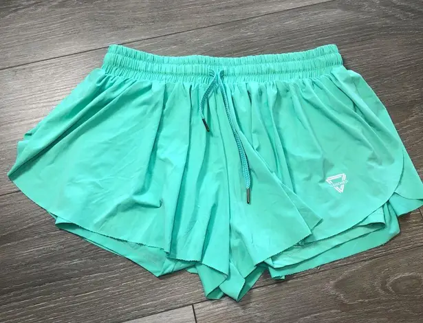 Luogongzi Women's 2 in 1 Flowy Running Shorts Gym Yoga Shorts Green Size XL Blue