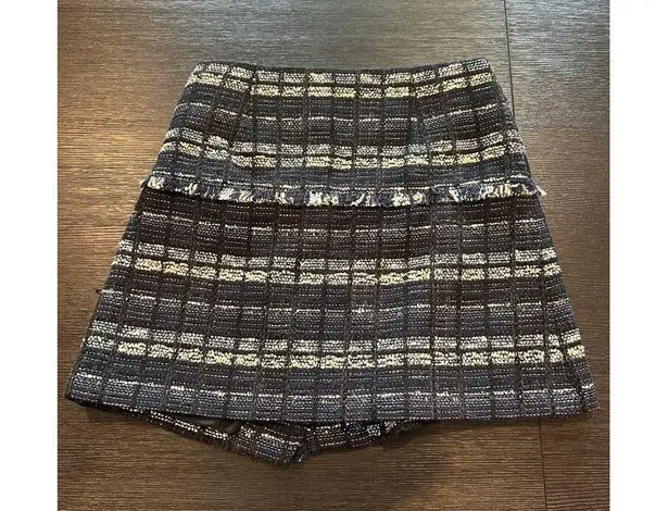 Proenza Schouler Black and Blue Plaid Tweed Skirt size 4