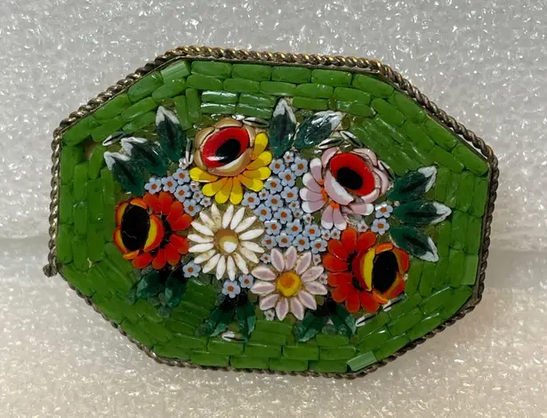 Antique Flower Mosaic Italy Brooch