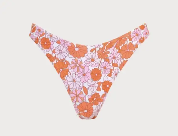 BERLOOK Orange Floral Backless Bikini Top AND BOTTOM 07 Size L