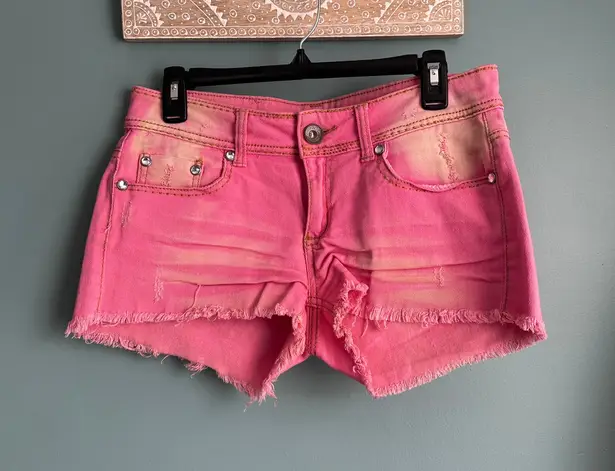 Dollhouse Y2K Pink w/ Gold Metallic Low Rise Cut Off Shorts