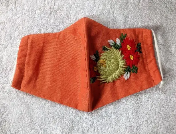 Handmade pocket filter embroidered face mask