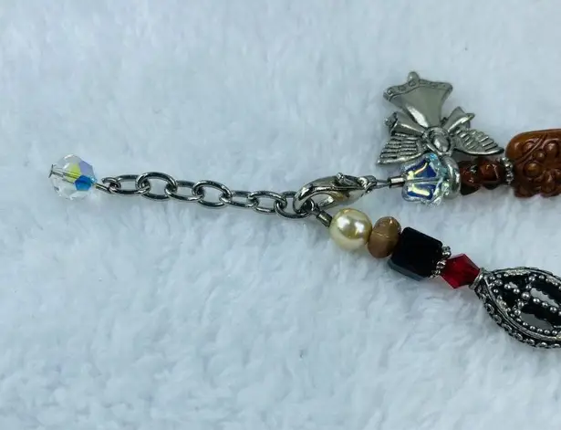 Womens Beaded Charm Bracelet Asymmetrical Beads Adjustable with Extender Chain