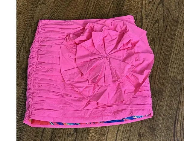 CHAOUICHE Women's Flower Skirt Ruched Hot Pink 3D Flower Mini Party Resort Small