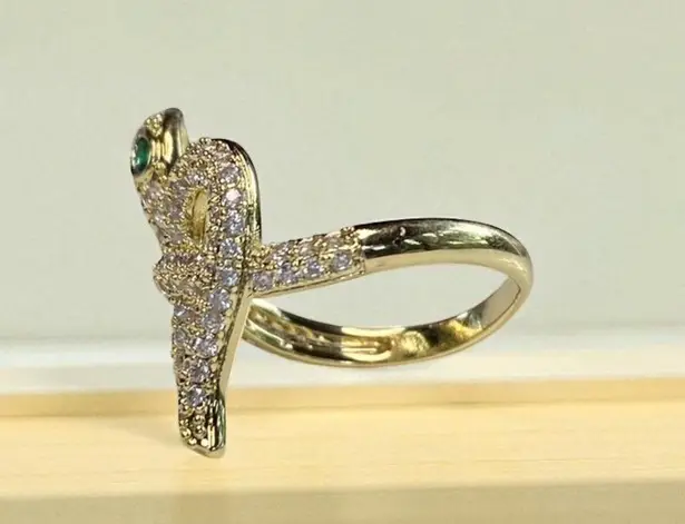 Gold Crystal Snake Ring Size 8