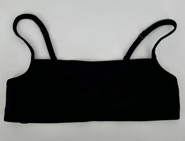 SKIMS Logo Pointelle Scoop Neck Bralette in Size 2X Color Soot Black NWT