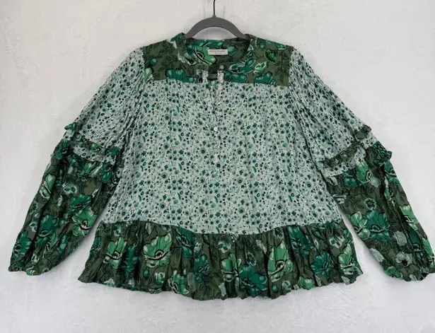 Spell & The Gypsy Collective Winona Ivy Green Floral Print Top Boho Blouse S