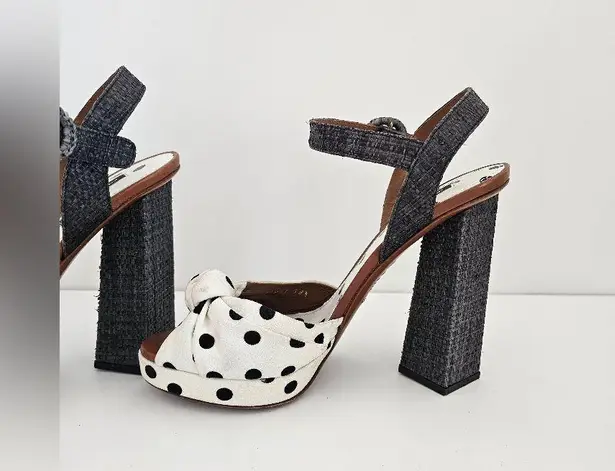 Dolce & Gabbana $965 Knotted Polka-dot Cady Sandals In White Size 38.5