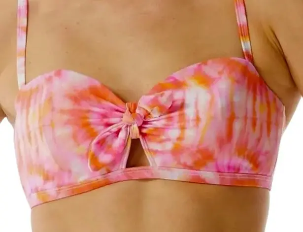NWT Sundazed Beka Tie Dyed Underwire Bow Bikini Top D Cup Size 34D Orange