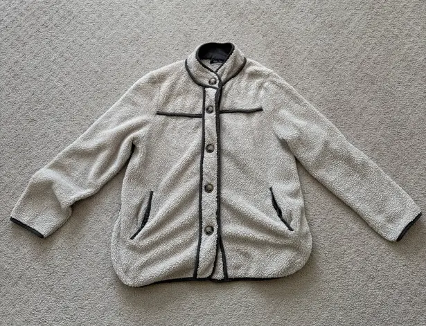Doe & Rae Cream Teddy Jacket with Grey Accents Size Medium