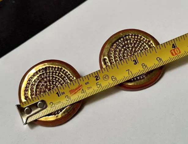 Signed Lewis Handmade Hand Crafted Round Ceramic Clip On Earrings