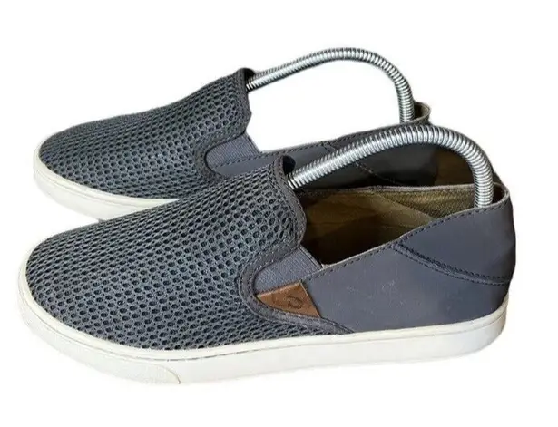 Olu’kai Pehuea Size 8.5 Women’s Grey & White Mesh Slip On Loafers Shoes #S60