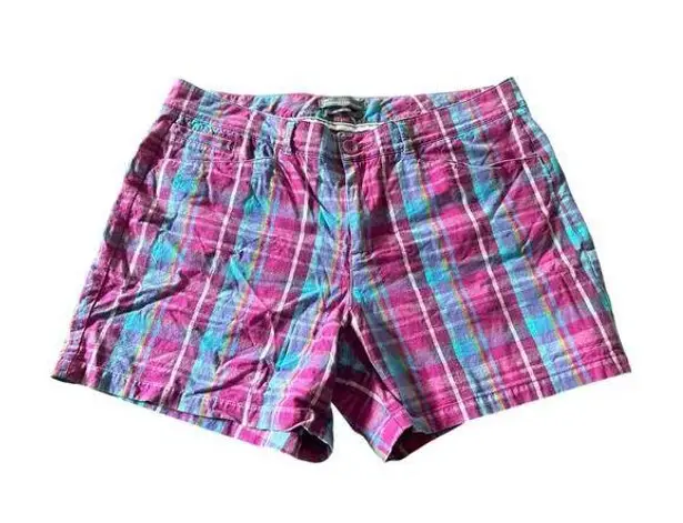 Dockers  Collection Cotton Mid Rise Curvy Colorful Plaid Shorts Summer Size 12P