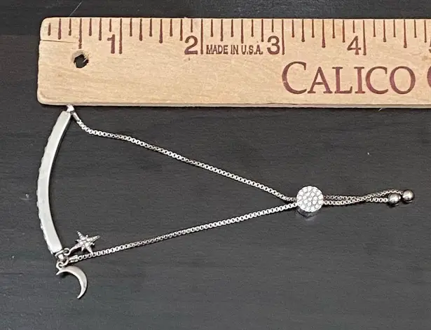 Shine Bright Swarovski Element SilverPlated Celestial Star Moon Slider Bracelet