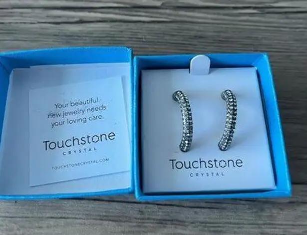 Touchstone Crystal by Swarovski Silver Helix Hoops Earrings
