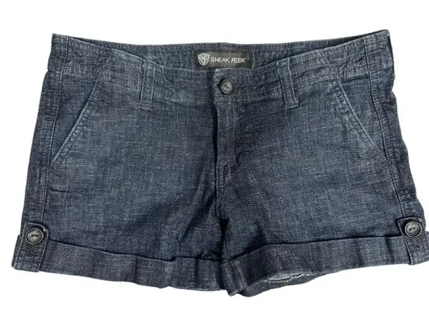 Sneak Peek Cuffed Stretch Mid Rise Denim Shorts Size M Blue Size M