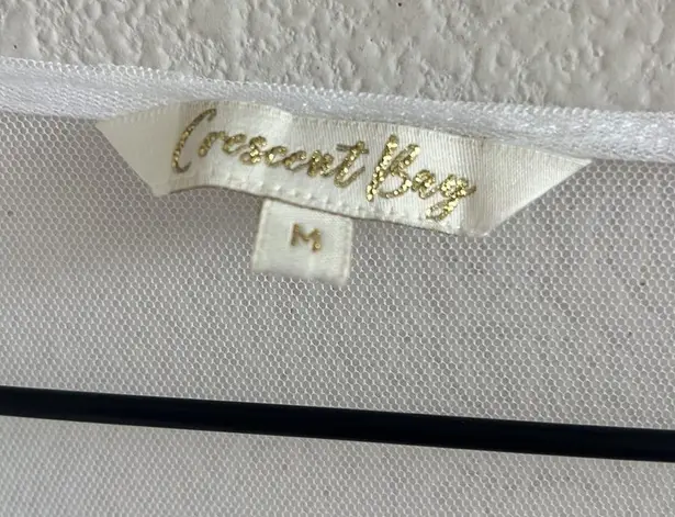 Coconut Bay White Mesh and Lace Boho Swim Beach Cover Up Dress Tunic Medium