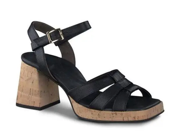 Paul Green Tina Classic Black retro Fisherman heeled sandal size 7.5UK / US 10