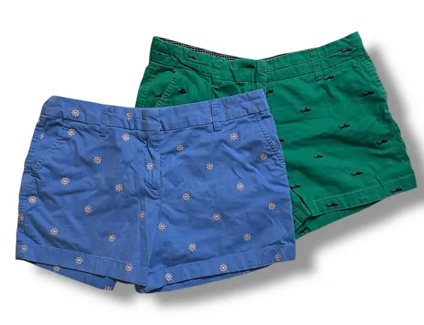 British Khaki Embroidered Shorts Bundle Women’s 8 Nautical Shark Chino