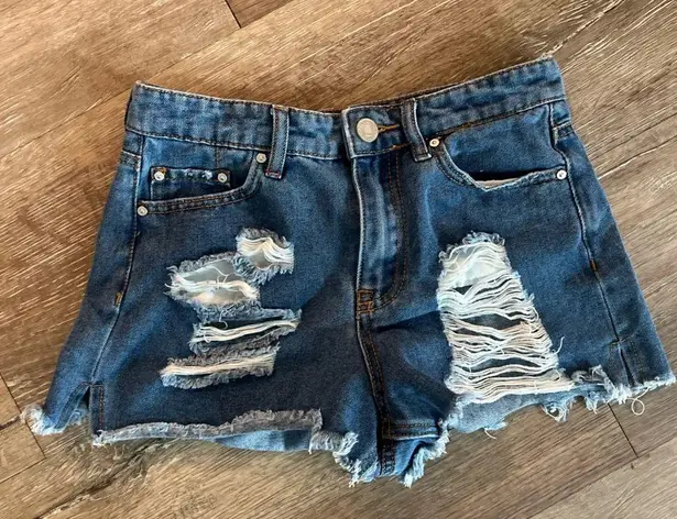 Indigo Blue Indigo Rain Blue Denim Distresses Shorts