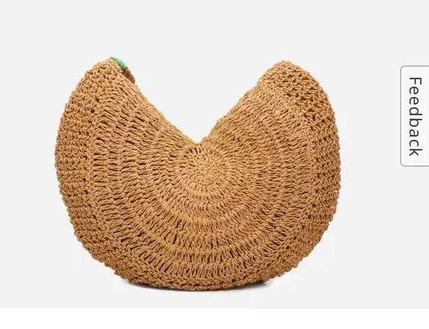 Crown Vintage Fortune Cookie Raffia Woven Boho Bohemian Tote Bag NWT Tan