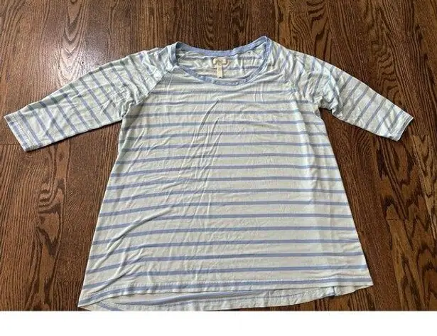 Matilda Jane T Shirt Womens Large Blue White Striped Long Sleeve Modal Blend Top