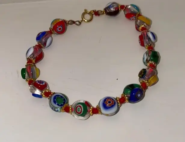 Vintage Murano Millefiori glass bracelet from Italy