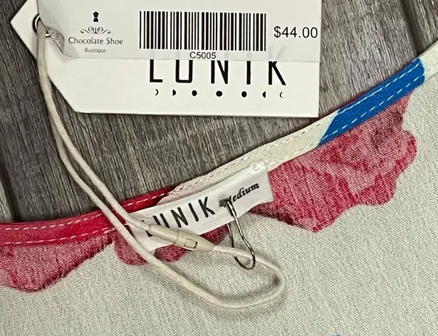 LUNIK “Stay A Little Longer” Wrap Dress Pink White Blue Size Medium