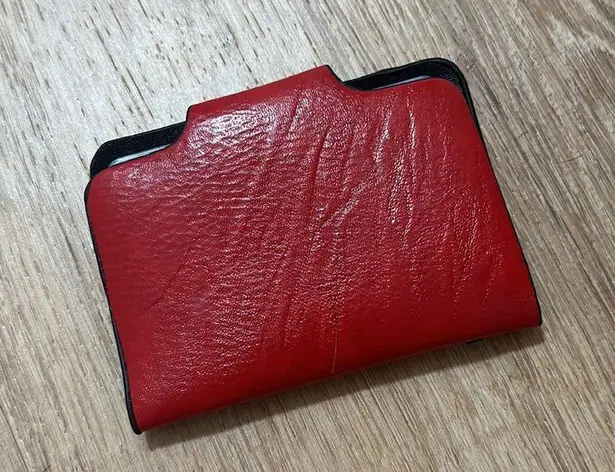 Leather Wallet and Card Holder Two Piece Set Red