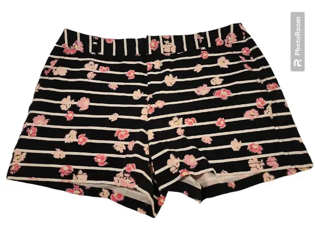 ELLE Floral Striped Shorts Casual Everyday Wear Black Pink Size 12