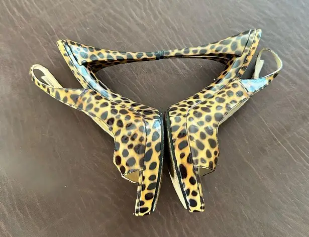 via spiga ANIMAL PRINT SLINGBACK STRAP PLATFORM STILETTOS SANDAL SHOES 8