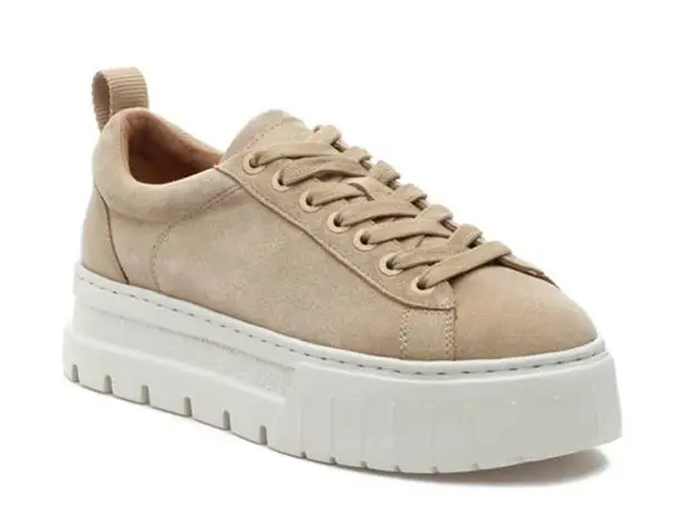 J/SLIDES NYC  Suede Leather Platform Sneakers Sand Lace-Up Size 6.5 New(Sold Out)