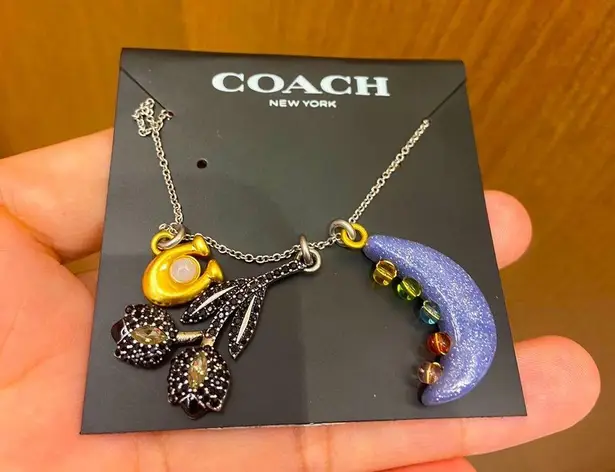 Coach  Jet Flower Charm Necklace  # C7190