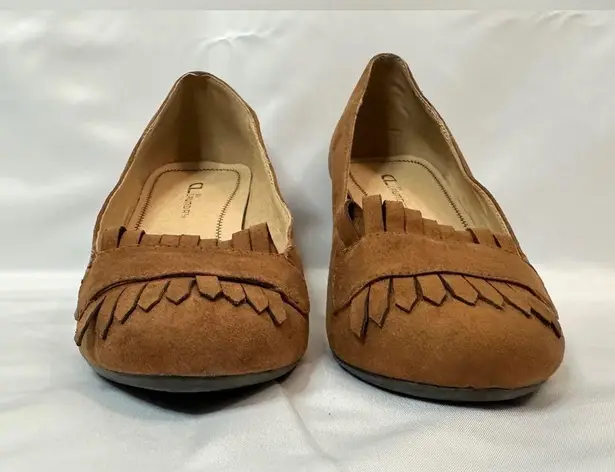 CL by Laundry Suede Annette Heeled Moccasin Loafers - Whiskey/Brown - 7