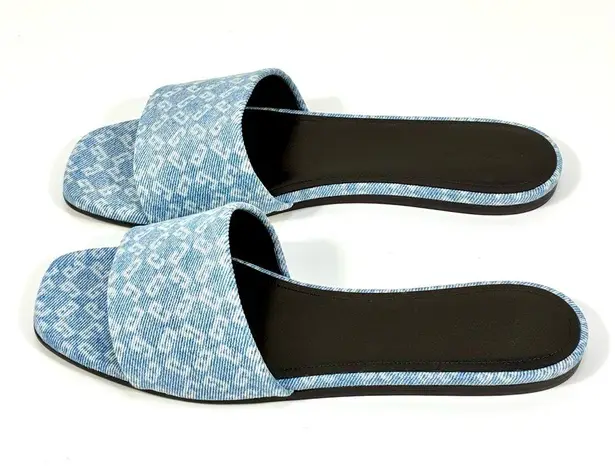 Givenchy 4G Flat Slide Sandals Denim Square Medium Blue Size 39 NEW BE306FE2BN
