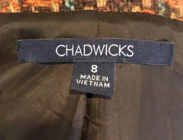 Chadwick's Burned Orange Tartan Plaid Tweed 3/4 Length Wool Coat Sz 8