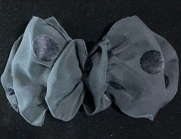 Vintage 90s Hair Bow Barrette Clip Black Polke Dot