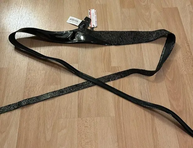 VERO MODA NWT ADA Minnie Two-Tone Patent Black/Pewter Wrap Belt