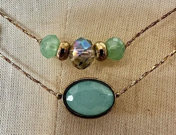 Ny Collection gold tone and blue triple strand beaded necklace