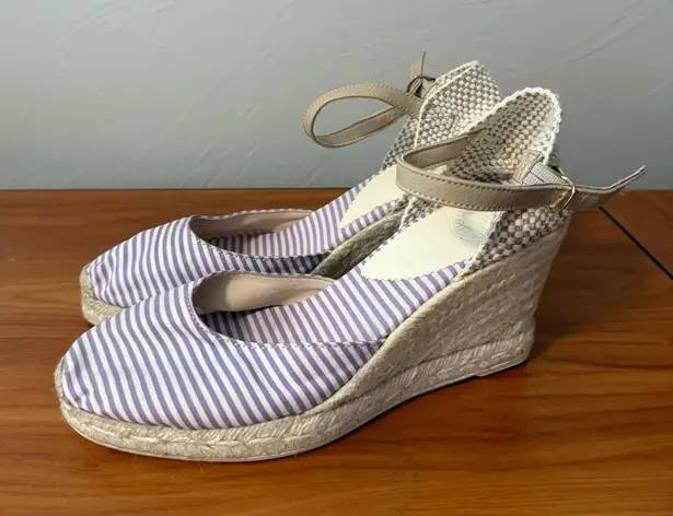 Penelope Chilvers High Mary Jane Atelier Stripe Espadrille Heel Wedge Purple 39 Purple Size 8