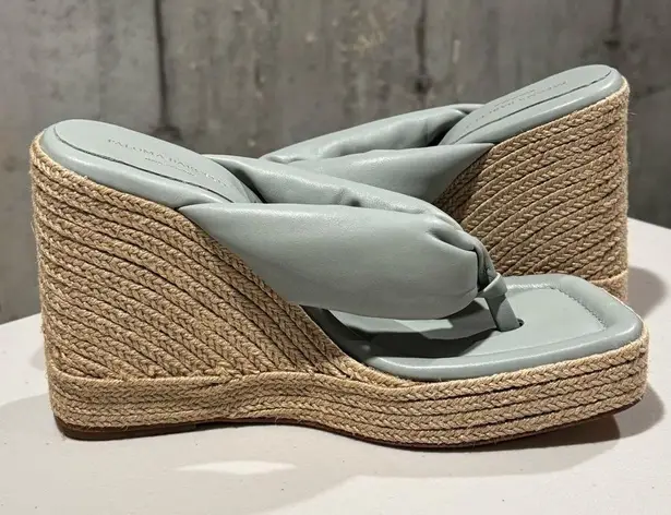 Paloma Barcelo NWOB 39 Tess Slip On Espadrille Platform Wedge Sandals Leather Green Size 8.5