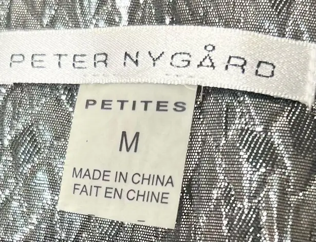 Peter Nygard Silver Metallic Wool Blend Cropped Jacket Coat Size Medium Petite