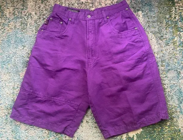 Vintage 90s Gennera Collection purple high waist baggy long shorts, size 8/10