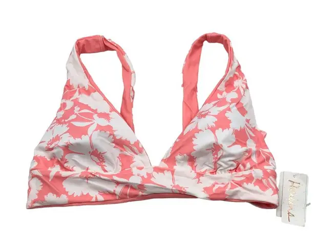 Raisin's Reversible Pink White Floral Bikini Swim Top Size L